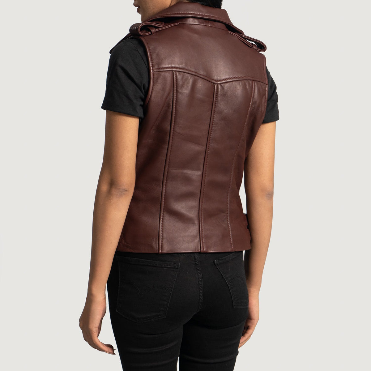 Authentic Sheepskin Leather with Aniline Finish Grain Texture &amp; Heavy-Duty Seam Stitching Detail