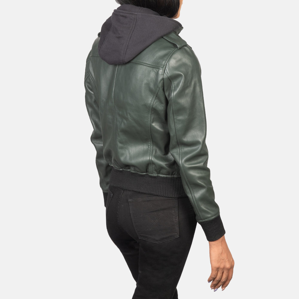 Roslyn Hooded Blouson Bomber en Cuir pour Femme – Vue produit alternative 5