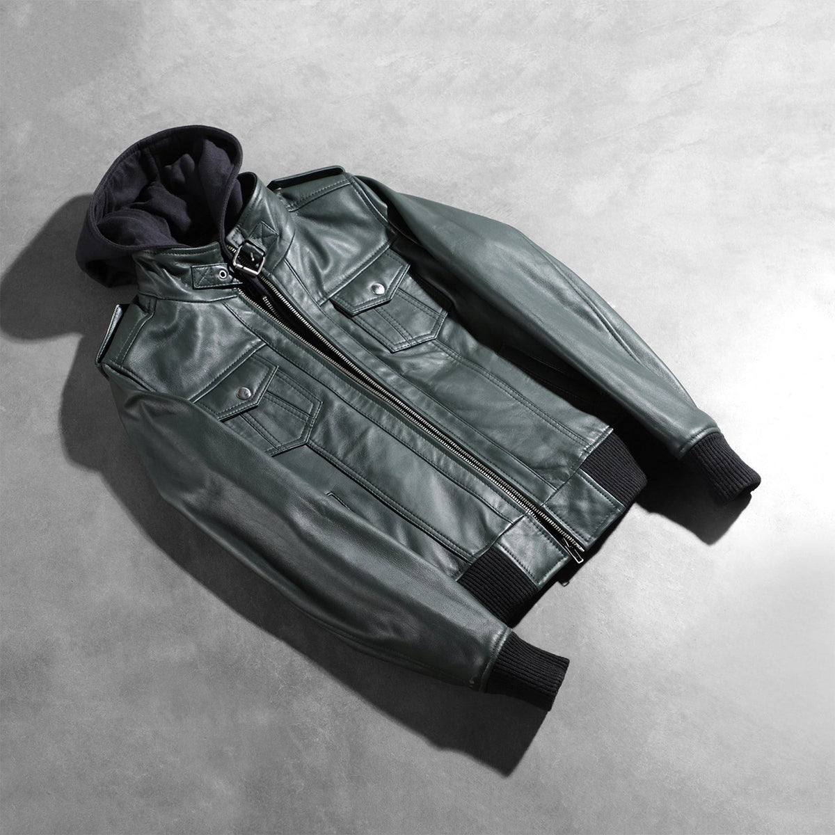 Roslyn Hooded Blouson Bomber en Cuir pour Femme – Vue produit alternative 7