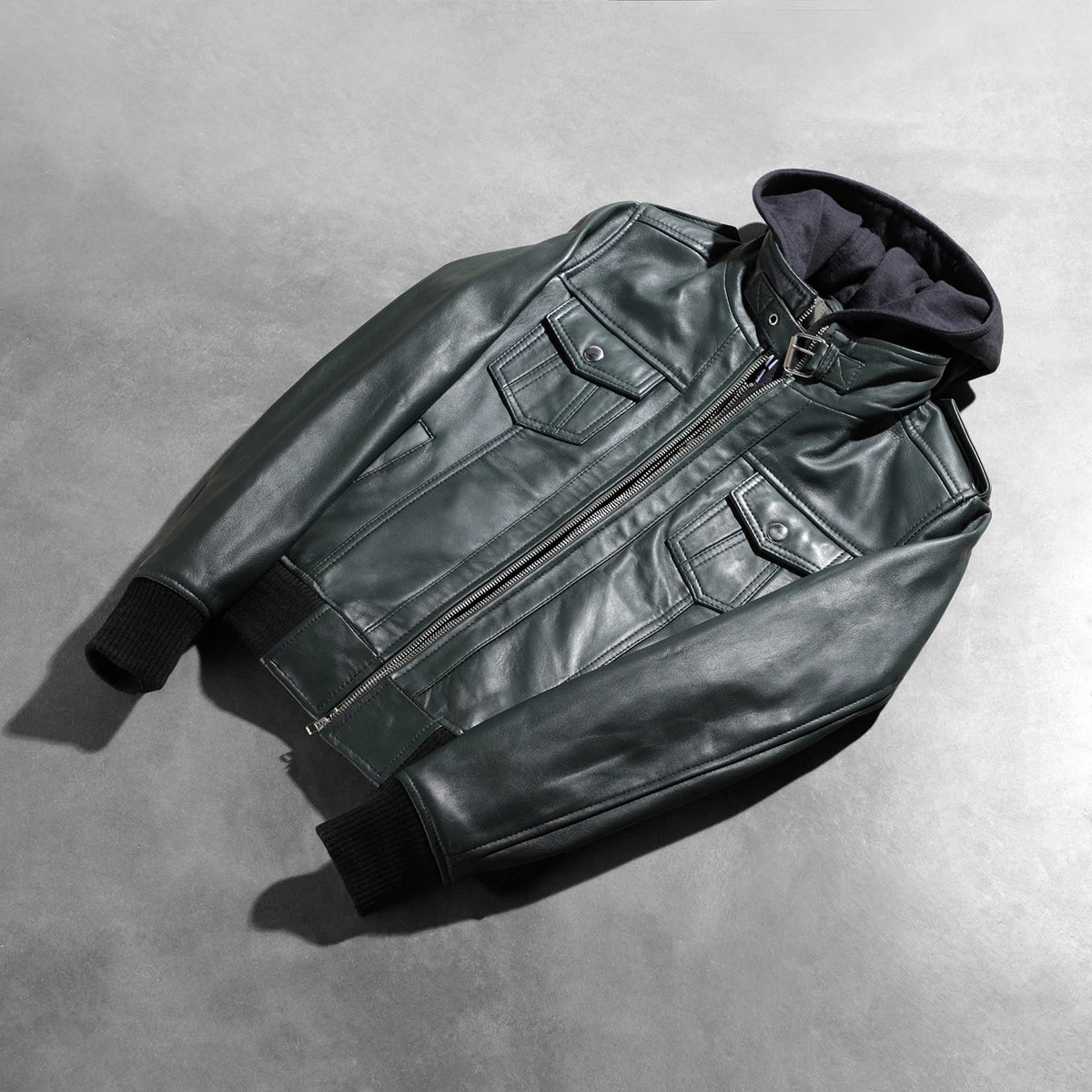 Roslyn Hooded Blouson Bomber en Cuir pour Femme – Vue produit alternative 8