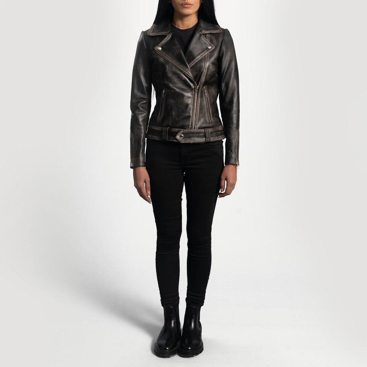 
Rumy Bordeaux Veste Motard en Cuir pour Femme – alternate product view 3
