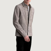 
Grey Goatskin suede Jacket - Vue arrière montrant la carrure ajustée et l'ourlet net