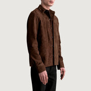 Brown Goatskin suede Jacket - Vue de dos avec coupe ajustée aux épaules &amp; ourlet soigné