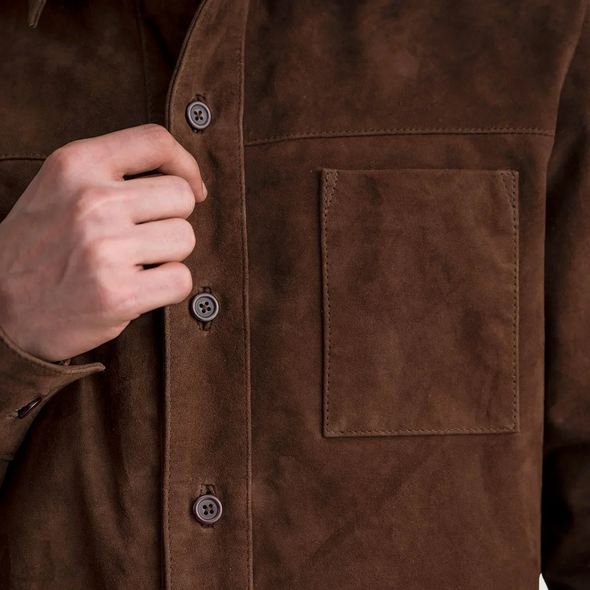 Authentic Goatskin Suede with Suede Finish Grain Texture &amp; Heavy-Duty Seam Stitching Detail