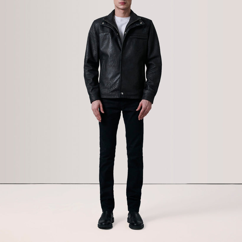 Sean Noir Snuffed Classic Veste en Cuir pour Homme