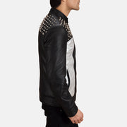 Black Sheepskin Leather Biker Jacket - Vue de dos avec coupe ajustée aux épaules &amp; ourlet soigné