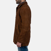 Brown Goatskin suede Jacket - Vue de dos avec coupe ajustée aux épaules &amp; ourlet soigné
