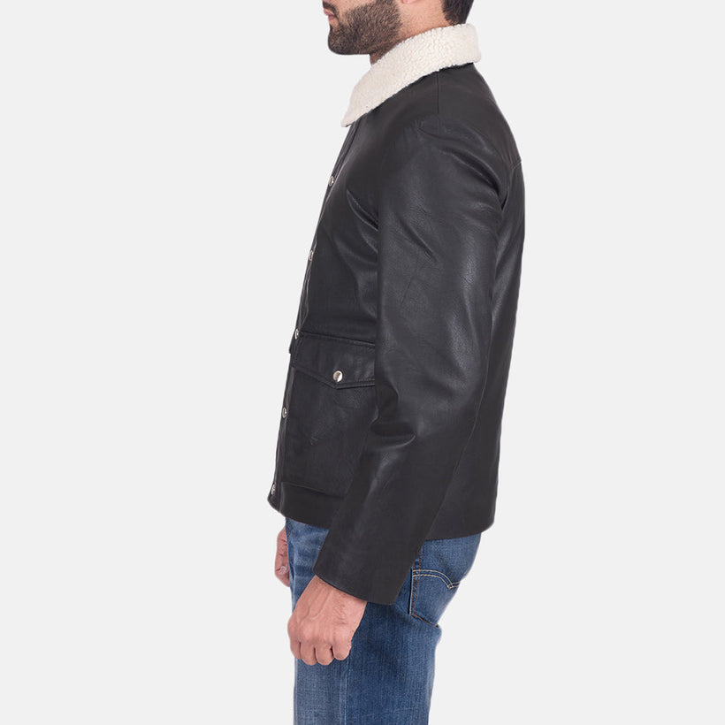 Snow Cole Noir Veste en Cuir pour Homme