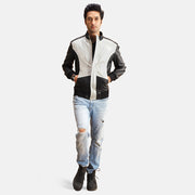 
Vue détaillée of Band with snap button & Zipper with button flap Hardware on Spade Silver Noir Blouson Bombardier en Cuir pour Homme