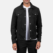 
Stallon Black Suede Jacket in Black Goatskin Suede - Vue de face & silhouette ajustée | Acheter en ligne