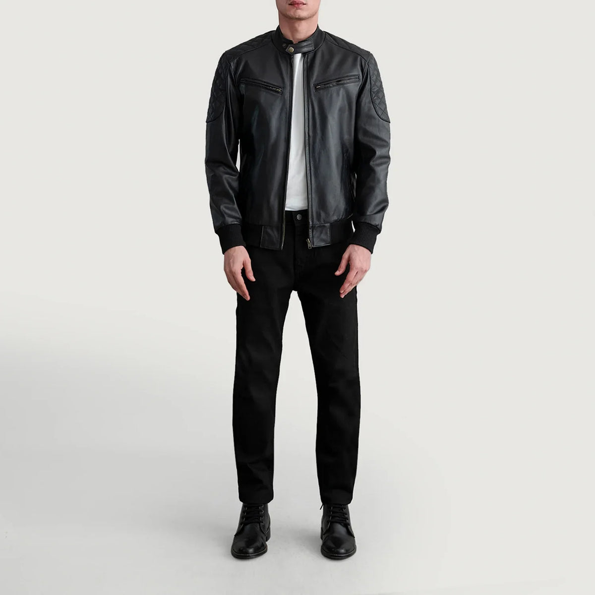 
Vue détaillée of Band with Snap Button & Zipper Hardware on Sven Mocha Suede Bomber Jacket