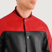 Terrance Noir Varsity Veste en Cuir pour Homme – Vue produit alternative 3