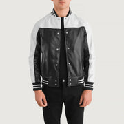 Terrance Noir Varsity Veste en Cuir pour Homme – Vue produit alternative 1