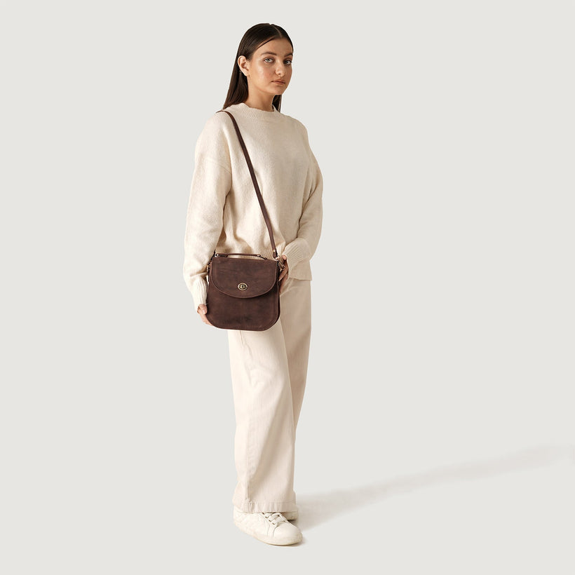 The Sandra Leather Saddle Bag