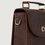 
Solid Antique Brass Hardware & Heavy-Duty Dual Zipper Detail on The Sandra Vintage Distressed Brown Leather Saddle Bag For Women