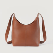 
Vue détaillée of Classic Collar & Heavy-Duty Zipper Hardware on The Stefani Brown Leather Hobo Bag For Women