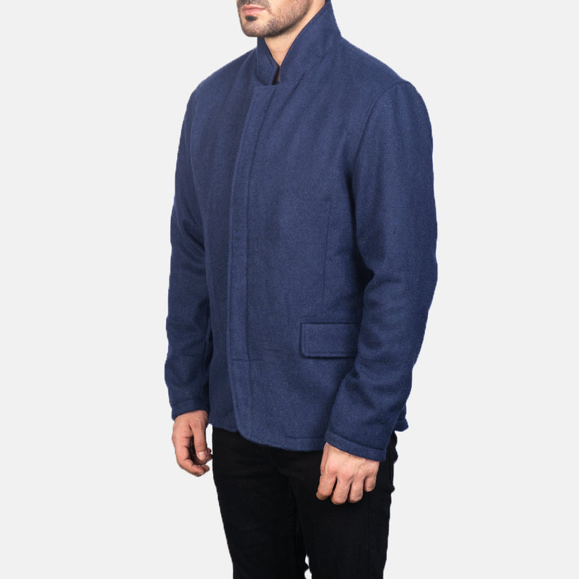 Thomas Bleu Wool Veste en Cuir pour Homme