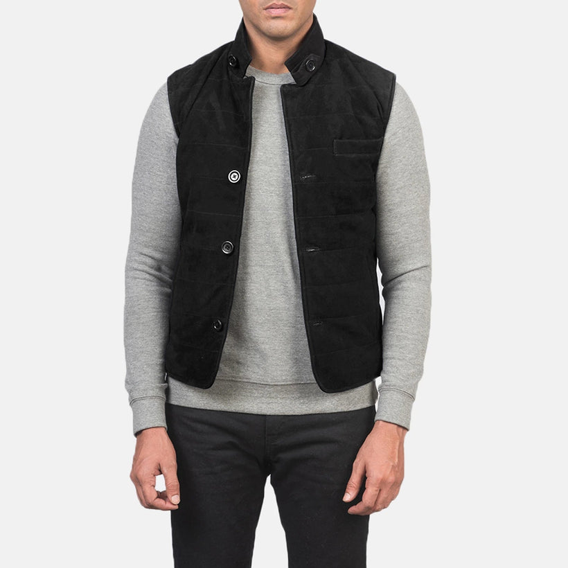 Tony Noir Suede Vest pour Homme