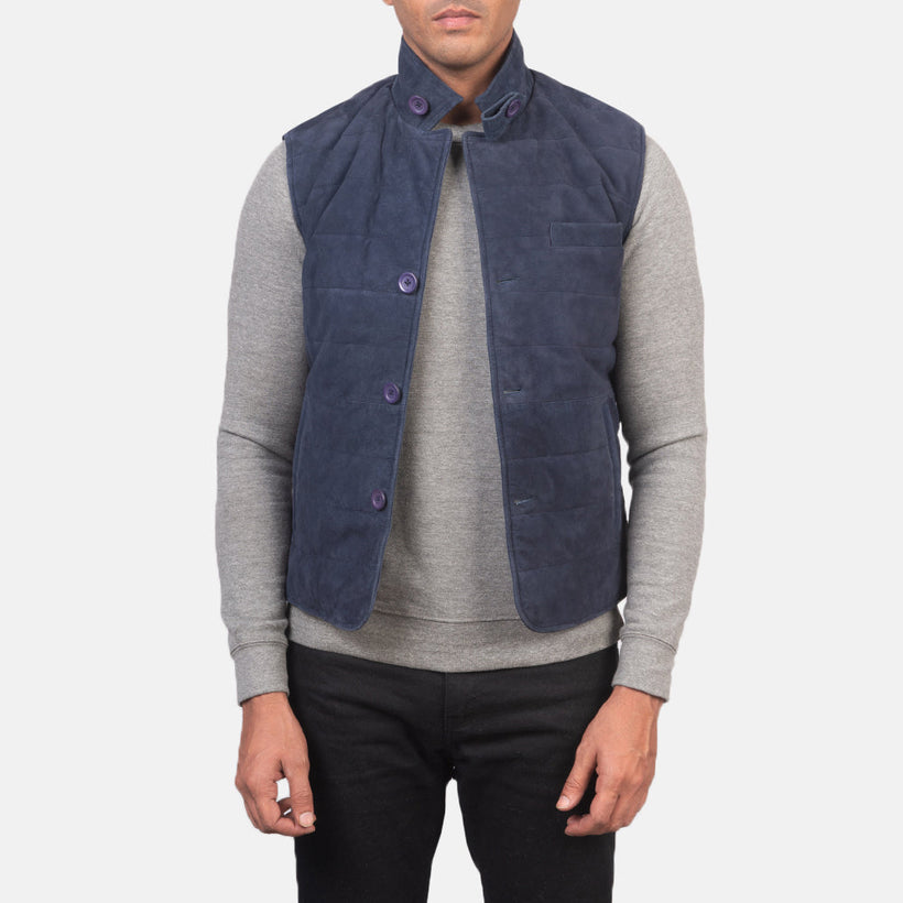 Tony Bleu Suede Vest pour Homme