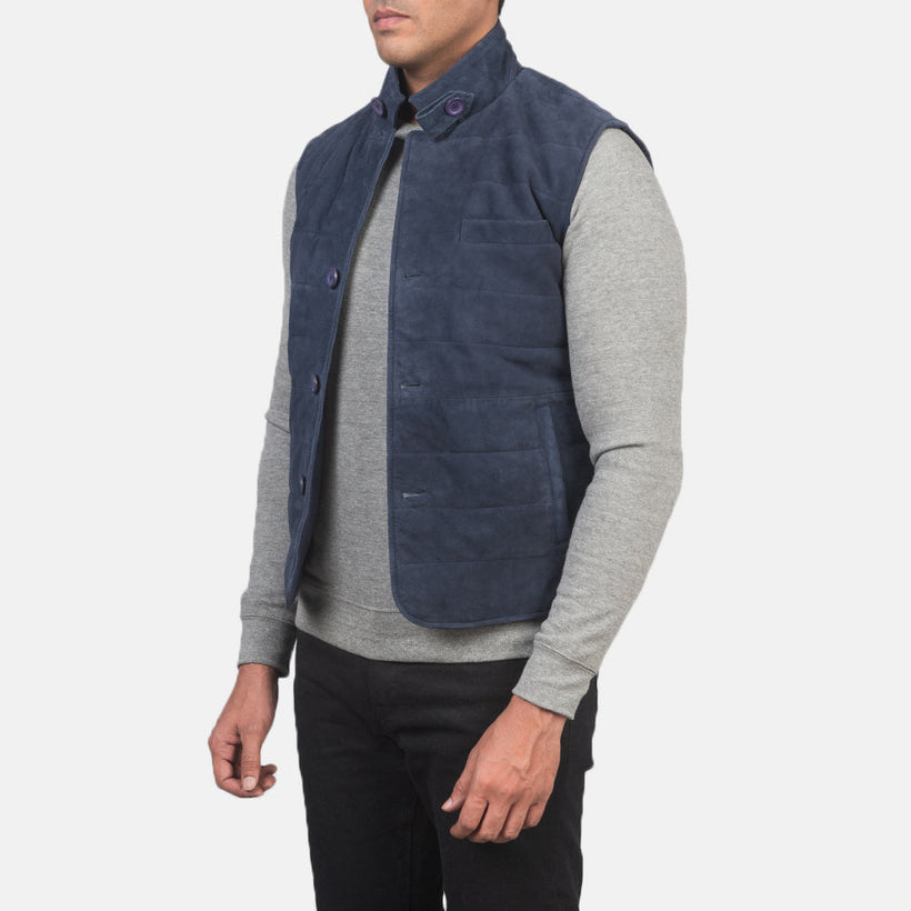 Tony Bleu Suede Vest pour Homme