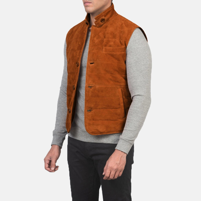 Tony Marron Suede Vest pour Homme