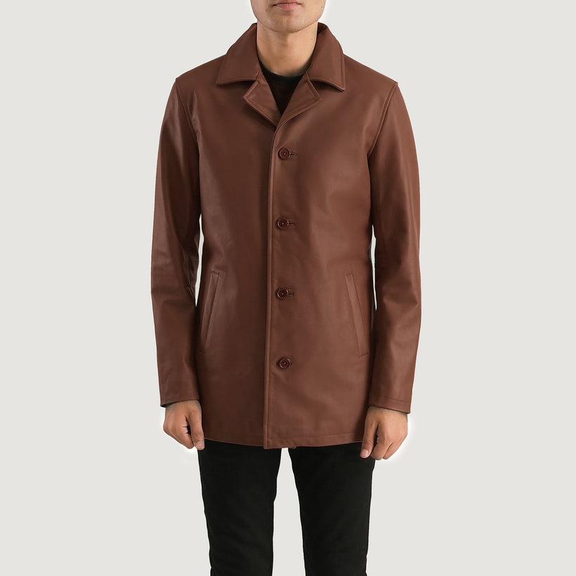 Urban Slate Marron Manteau en Cuir pour Homme