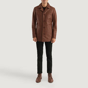 Urban Slate Marron Manteau en Cuir pour Homme - Vue de profil avec coupe de manche ergonomique