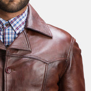 Men's Vincent Alley Marron Veste en Cuir pour Homme - Vue de profil avec coupe de manche ergonomique