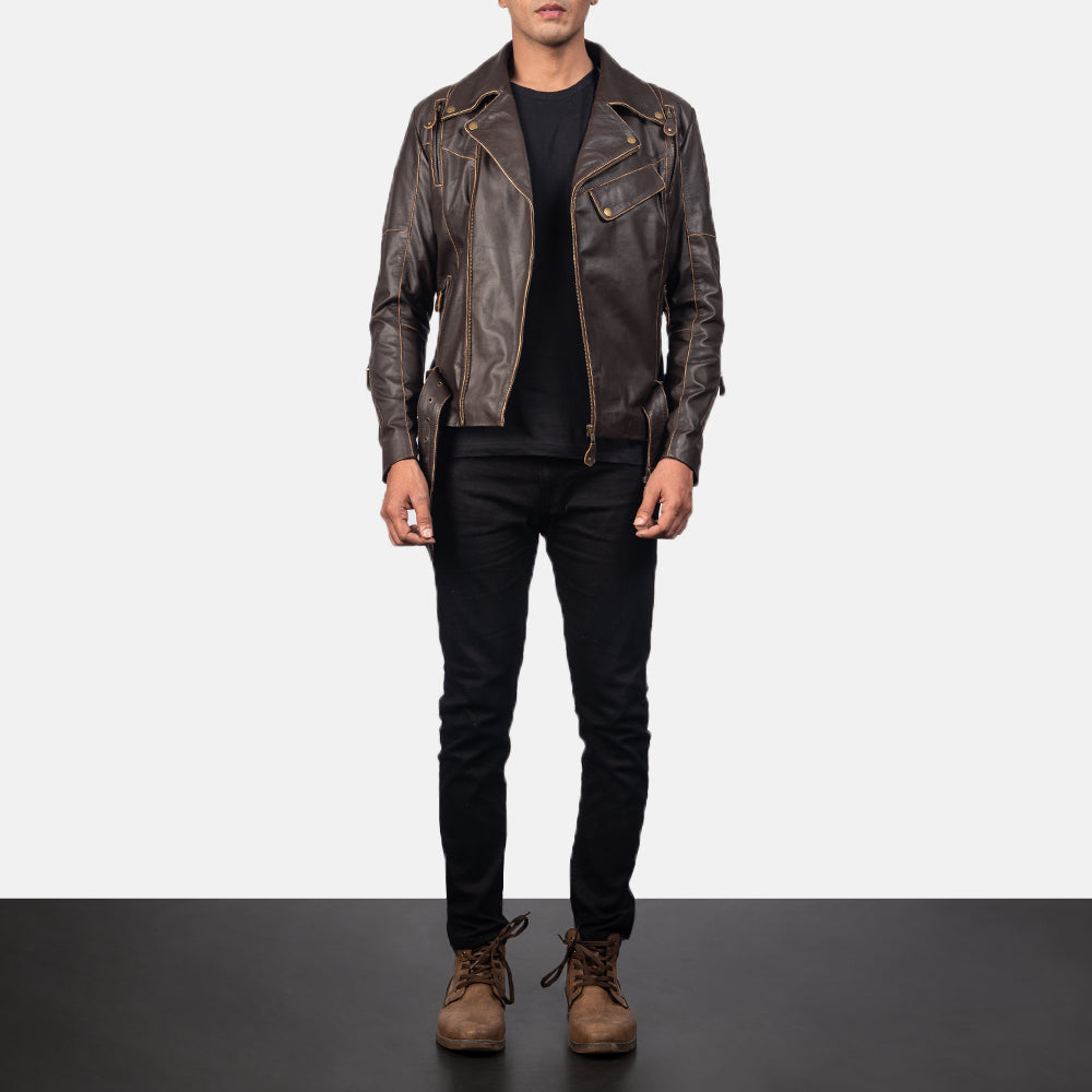 Vincent Noir Veste Motard en Cuir pour Homme – Vue produit alternative 4