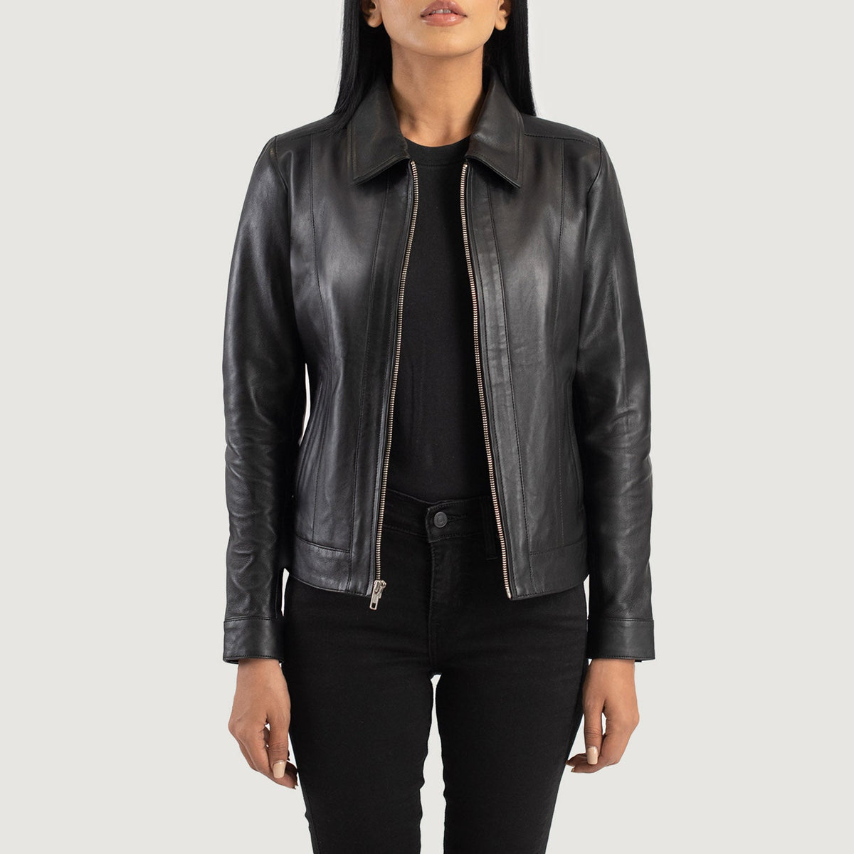 
Vixen Classic Collar Veste en Cuir pour Femme – alternate product view 1