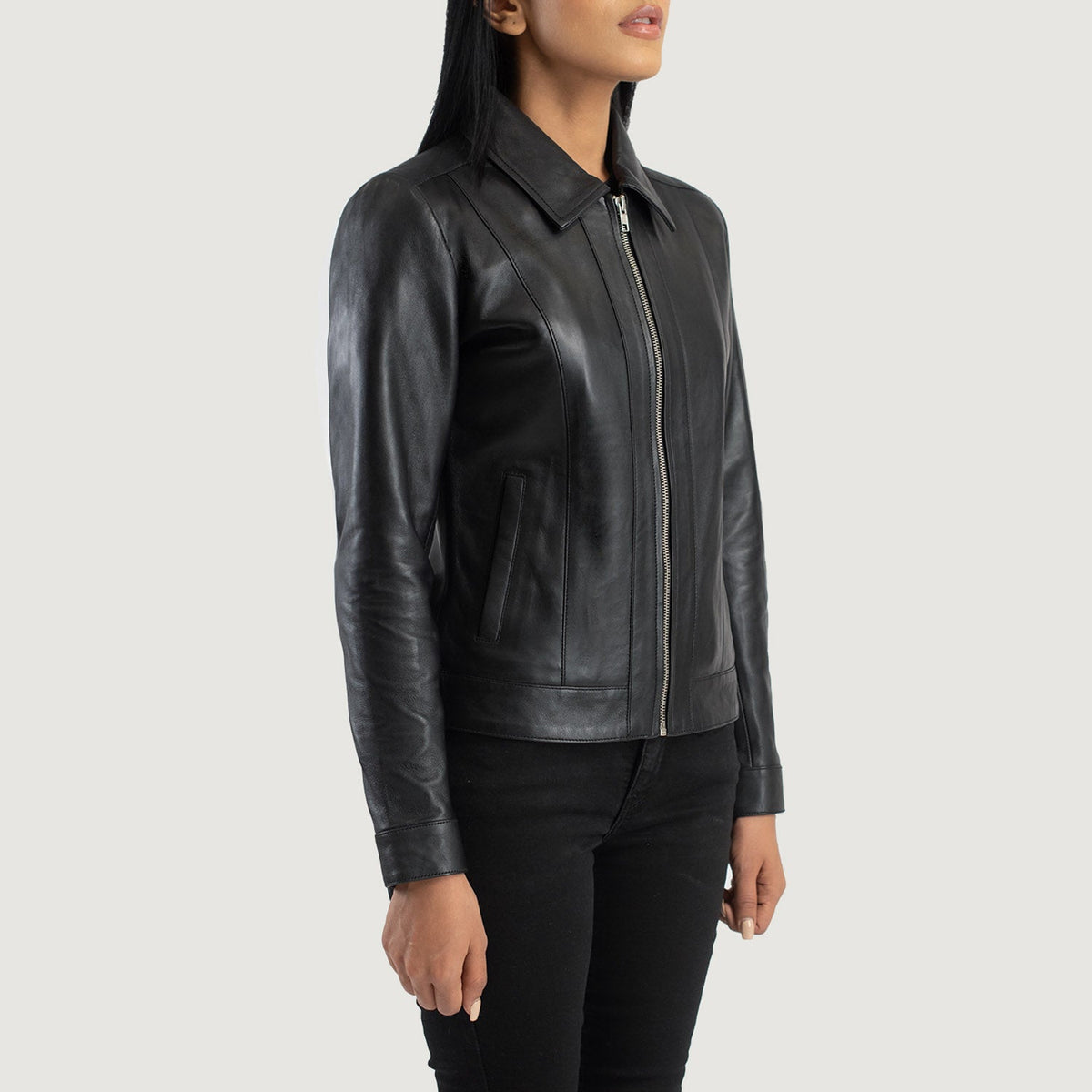 
Vixen Classic Collar Veste en Cuir pour Femme – alternate product view 2