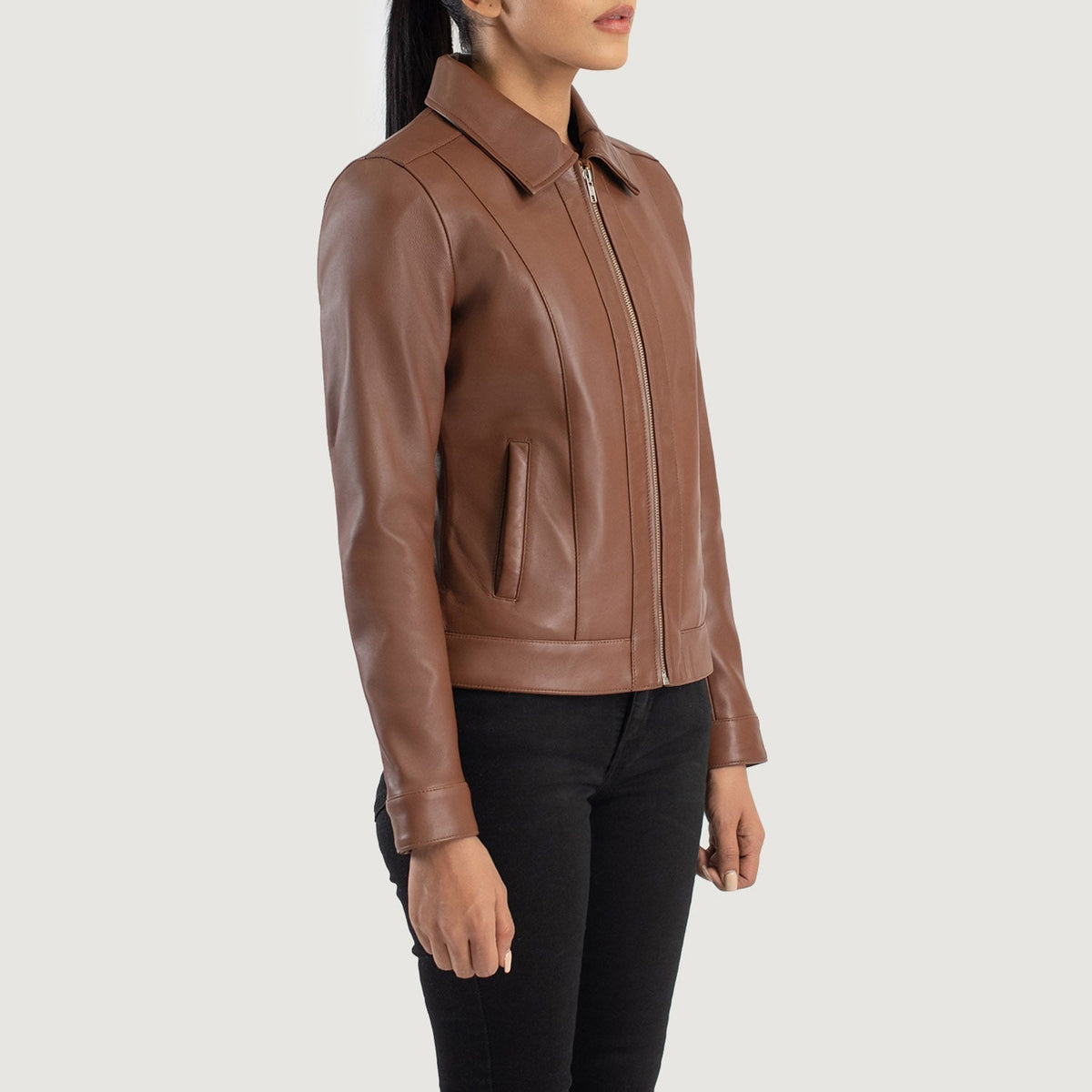 
Vixen Classic Collar Veste en Cuir pour Femme – alternate product view 2