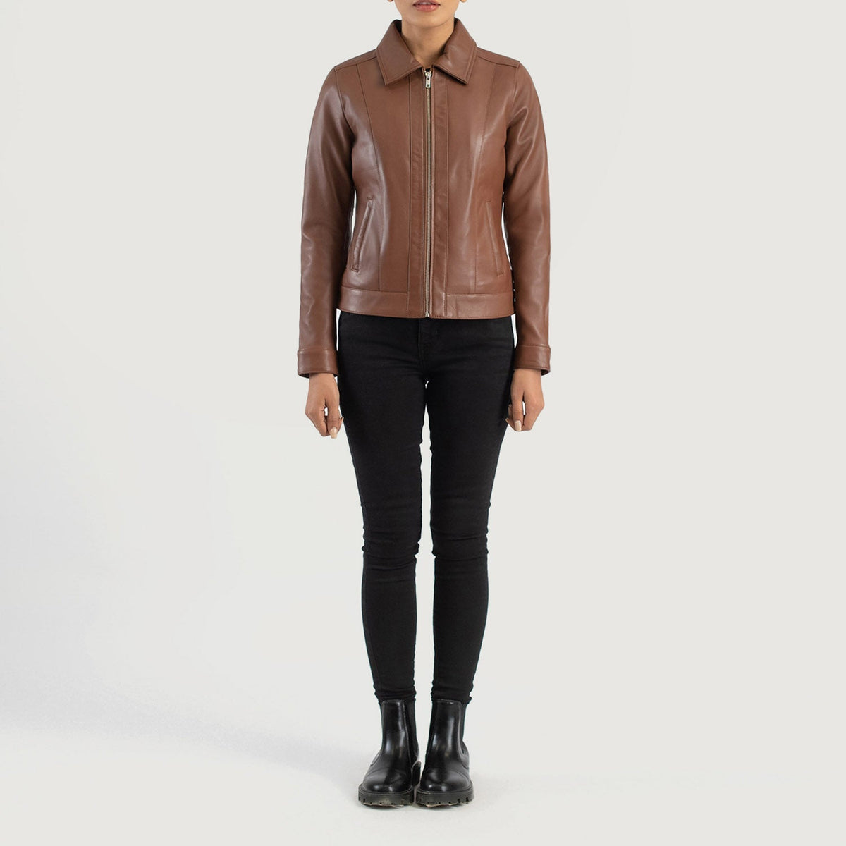 
Vixen Classic Collar Veste en Cuir pour Femme – alternate product view 3