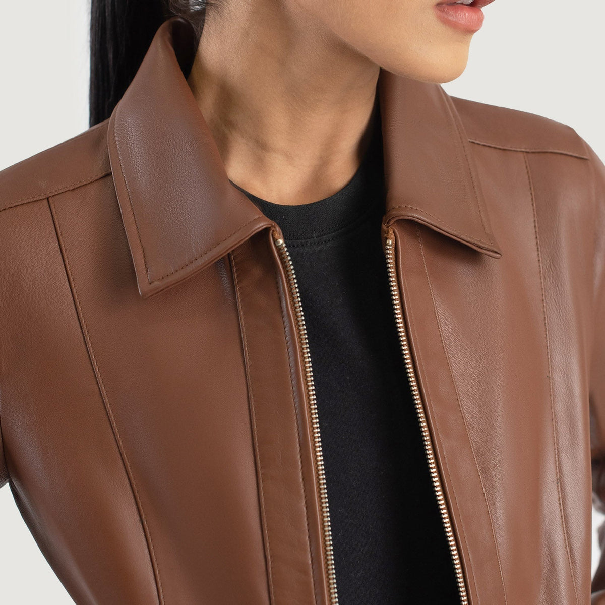 
Vixen Classic Collar Veste en Cuir pour Femme – alternate product view 6
