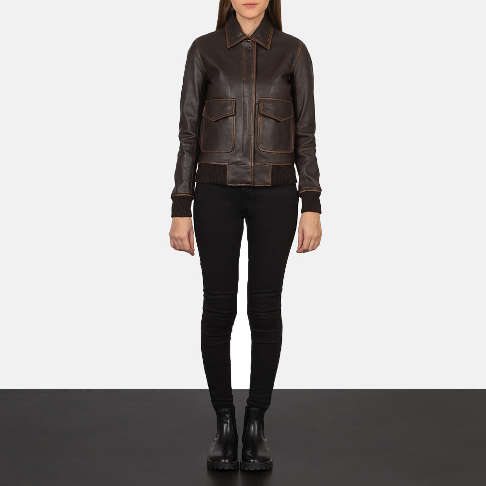 Westa A-2 Blouson Bomber en Cuir pour Femme – Vue produit alternative 3