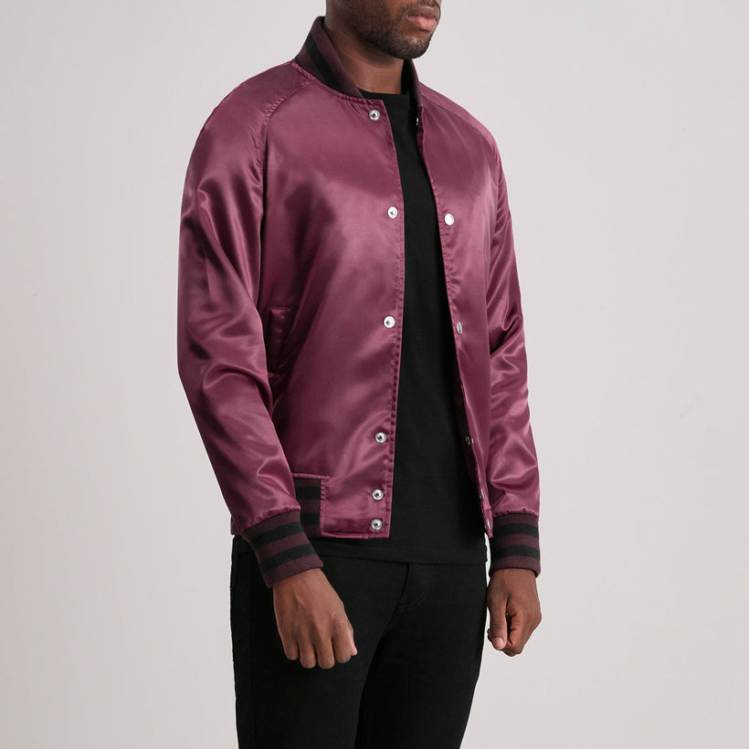 Xander Bordeaux Varsity Veste en Cuir pour Homme