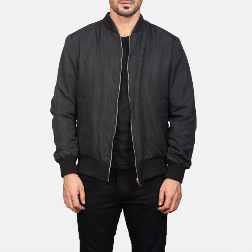 Zack Noir Blouson Bomber en Cuir pour Homme