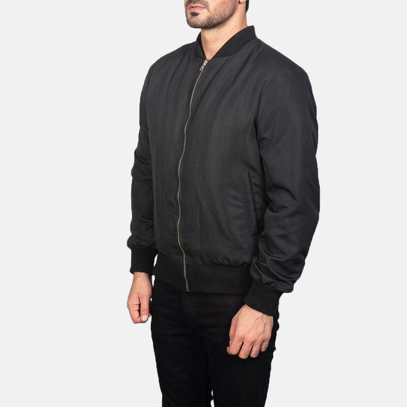 Zack Noir Blouson Bomber en Cuir pour Homme
