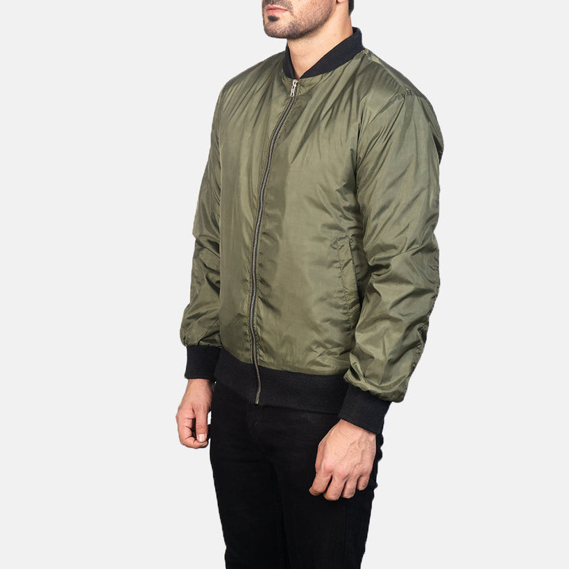 Zack Vert Blouson Bomber en Cuir pour Homme