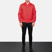 
Zack Rouge Blouson Bombardier en Cuir pour Homme - Vue de profil mettant en valeur la coupe de manche ergonomique