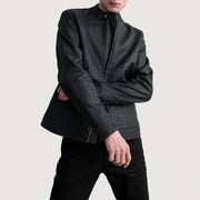Zen Tumbled Noir Veste Motard en Cuir pour Homme - Vue de profil avec coupe de manche ergonomique