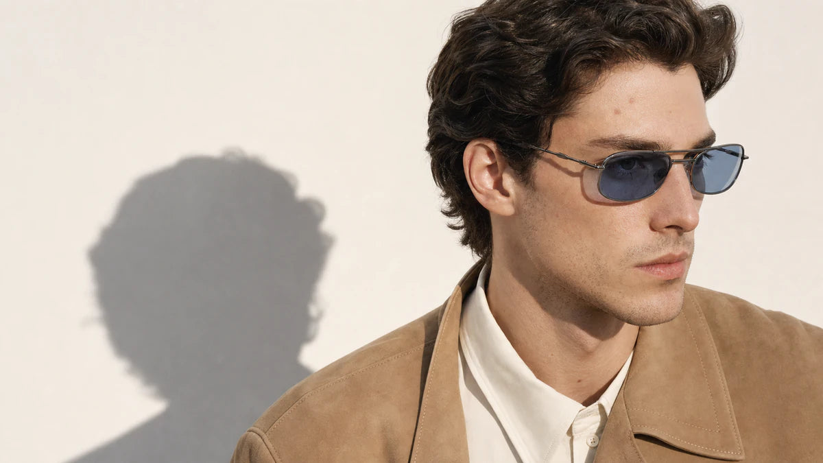 Man wearing an Orlaven suede jacket